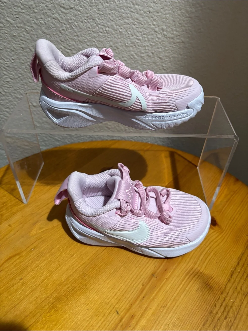 Nike Kids Pink and White Lace-Style Athletic Sneakers 6C